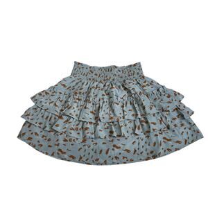 Whiteroom + Cactus Skater Skirt Tired Ruffle Mini Size Small Gray Red